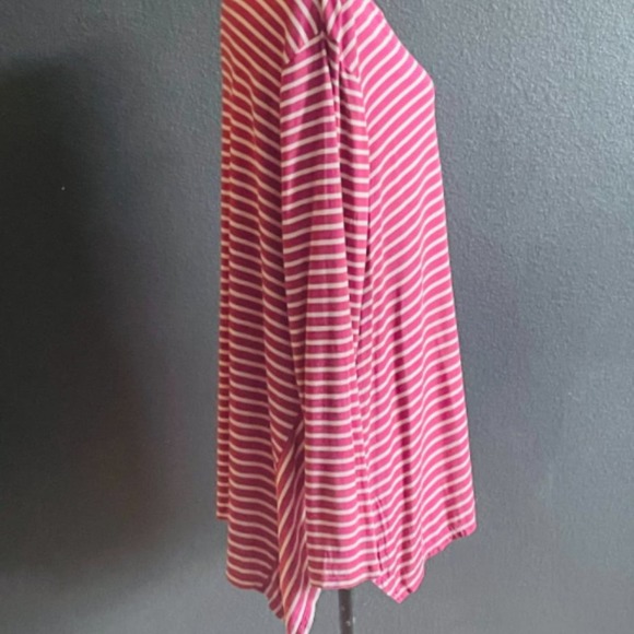 LOGO Lori Goldstein Women's Angle Stripe Knit Asymmetric Hem Long Sleeve Tee XL - Picture 6 of 13